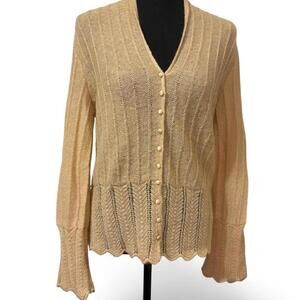 Anne Klein wool cardigan with bell sleeves and button front Size Large